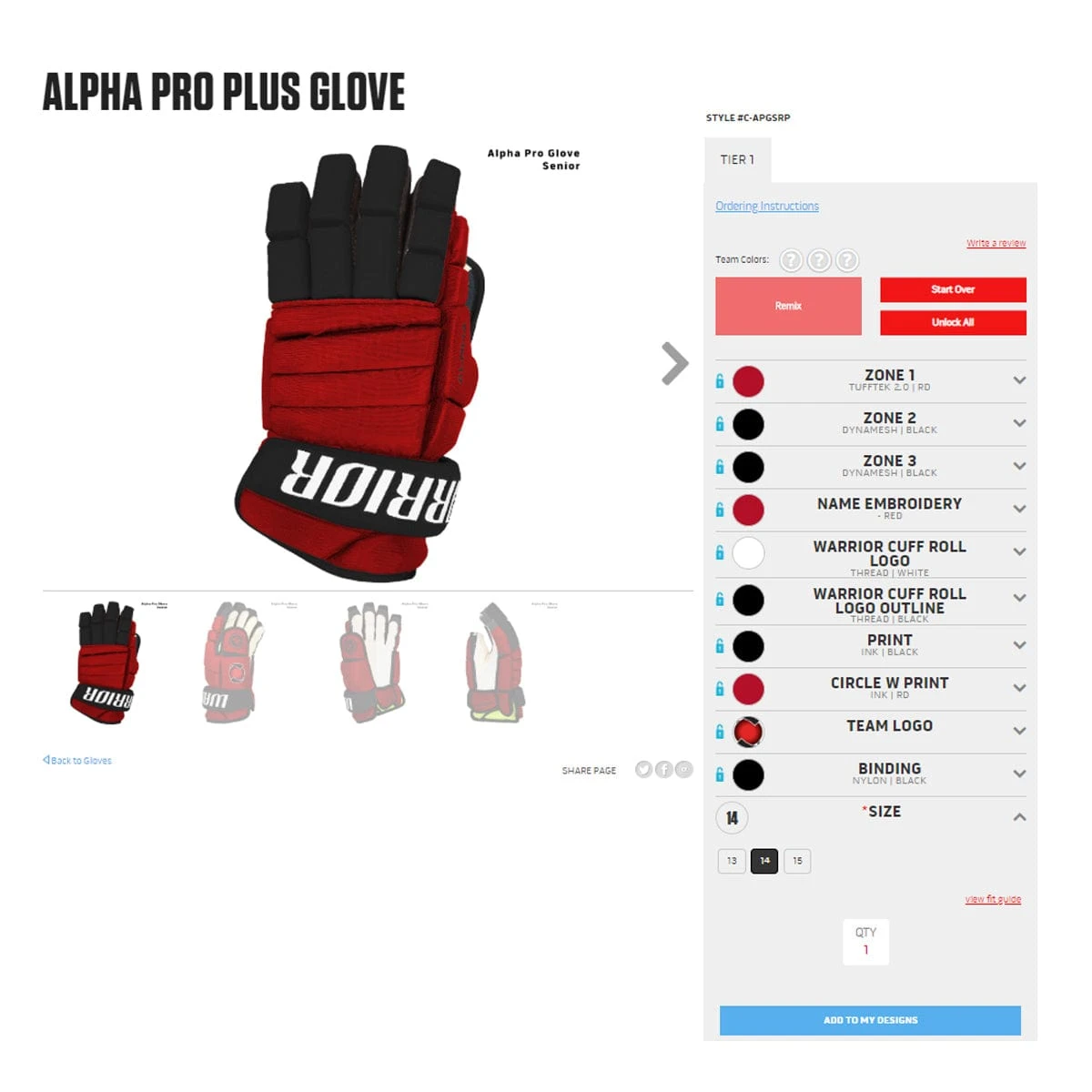 Warrior Alpha Pro Plus Custom Hockey Gloves 10 Warrior Alpha Pro Plus Custom Hockey Gloves - Image 10